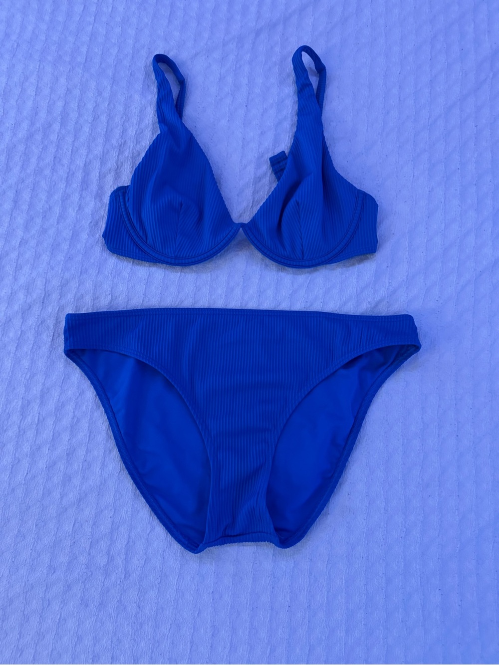 Hollister Bright Blue Ribbed Bikini Set Medium